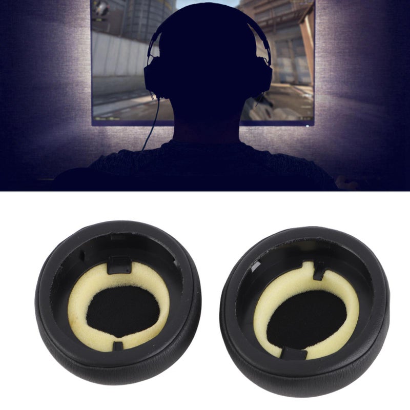 Replacement Ear Pads 1 Pair Black High Density Memory Foam Soft Protein Leather Sturdy Sound Isolation - Easy Install Headphone Earpads for Elite 45h Evolve2 65 MS UC Headphones - Image 5