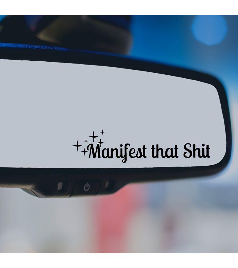 White Manifest Car Rearview Mirror Decal 3pcs Funny Inspirational Self Adhesive Vehicle Sticker - Image 1