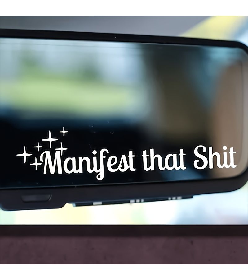 White Manifest Car Rearview Mirror Decal 3pcs Funny Inspirational Self Adhesive Vehicle Sticker - Image 3
