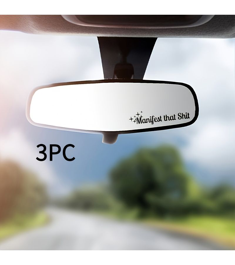 White Manifest Car Rearview Mirror Decal 3pcs Funny Inspirational Self Adhesive Vehicle Sticker - Image 4