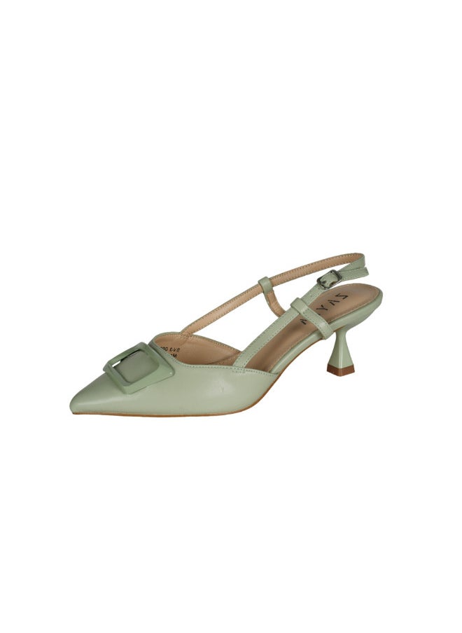 ZAYNA - 221-15 Zayna Ladies  Fashion Mid Heel  Backstrap  Sandals BN-3 Green - Image 1