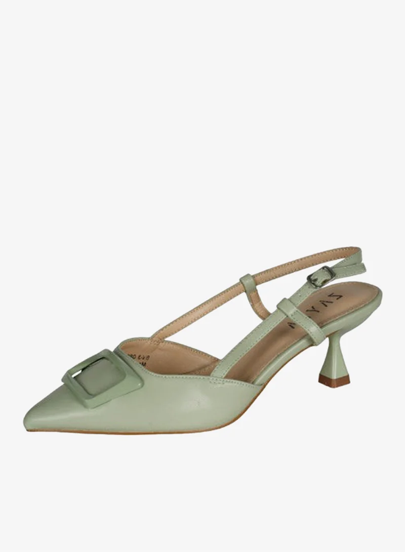 Zayna Green 221-15 Zayna Ladies  Fashion Mid Heel  Backstrap  Sandals BN-3 Green for Women | Best Price UAE