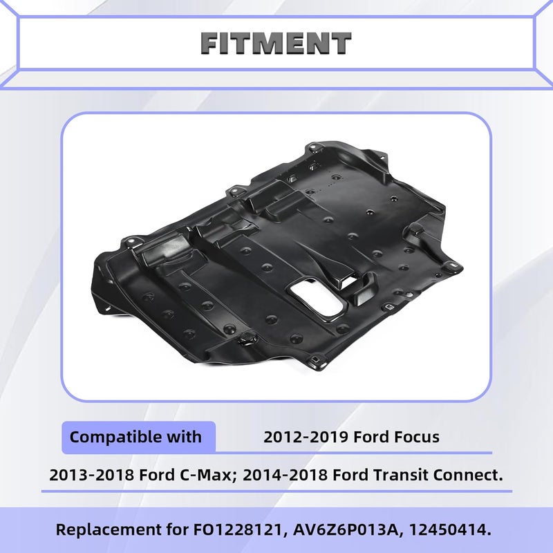 HECASA Engine Splash Shield for 2012-2019 Ford Focus, C-Max, Transit Connect - Image 2