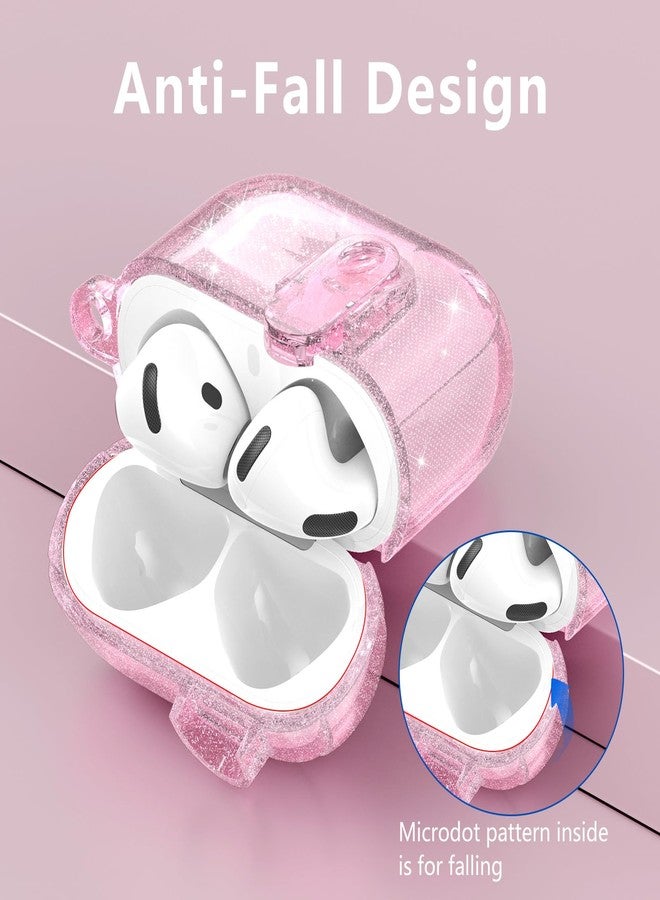 VISOOM (مع قفل أمان) غلاف شفاف VISOOM 2025 لسماعات Airpods و iPods 4 للنساء، غلاف لامع لسماعات Airpod و iPod 4، غلاف ناعم للجيل الرابع من سماعات Air Pods و iPods مع سلسلة مفاتيح لسماعات Apple Airpods4 الجيل - وردي - Image 3