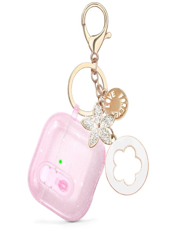 VISOOM (مع قفل أمان) غلاف شفاف VISOOM 2025 لسماعات Airpods و iPods 4 للنساء، غلاف لامع لسماعات Airpod و iPod 4، غلاف ناعم للجيل الرابع من سماعات Air Pods و iPods مع سلسلة مفاتيح لسماعات Apple Airpods4 الجيل - وردي - Image 5