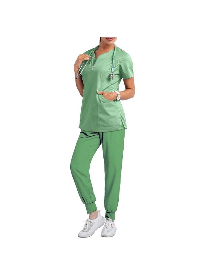 Loquat Womens Medical Scrubs Set Medical Uniform Set Light Green - Image 2
