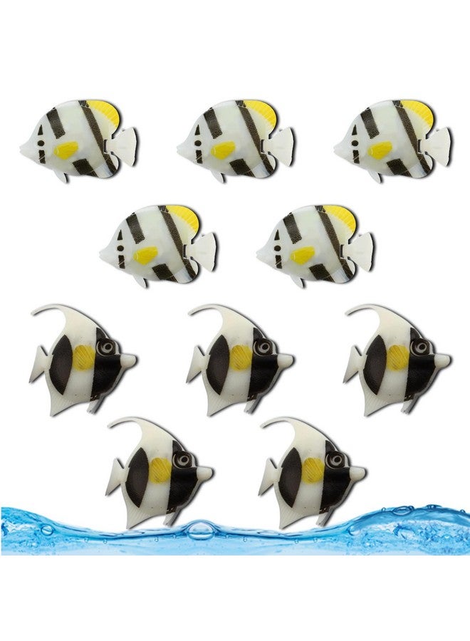 إيميلي بيتس 10 قطع من الأسماك البلاستيكية المتحركة العائمة الاصطناعية زينة الأسماك للعب المنزلية والمكتبية وحوض السمك وحوض السمك (مزيج الألوان) - Image 1