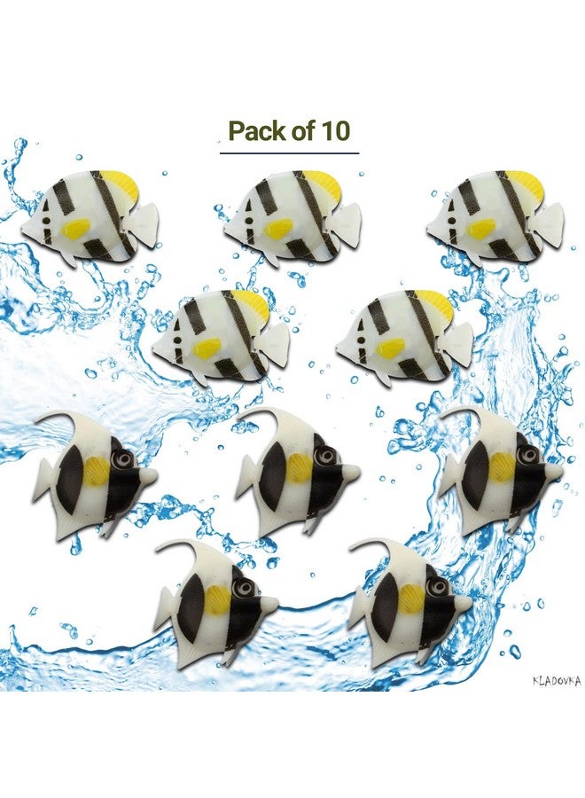 إيميلي بيتس 10 قطع من الأسماك البلاستيكية المتحركة العائمة الاصطناعية زينة الأسماك للعب المنزلية والمكتبية وحوض السمك وحوض السمك (مزيج الألوان) - Image 2