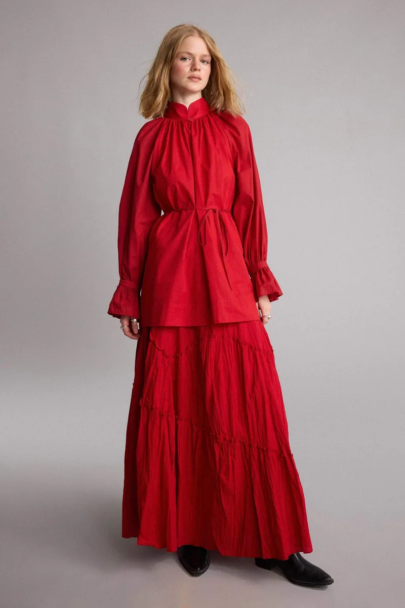 ديفاكتو Manuka x Defacto A Line Voile Maxi Skirt