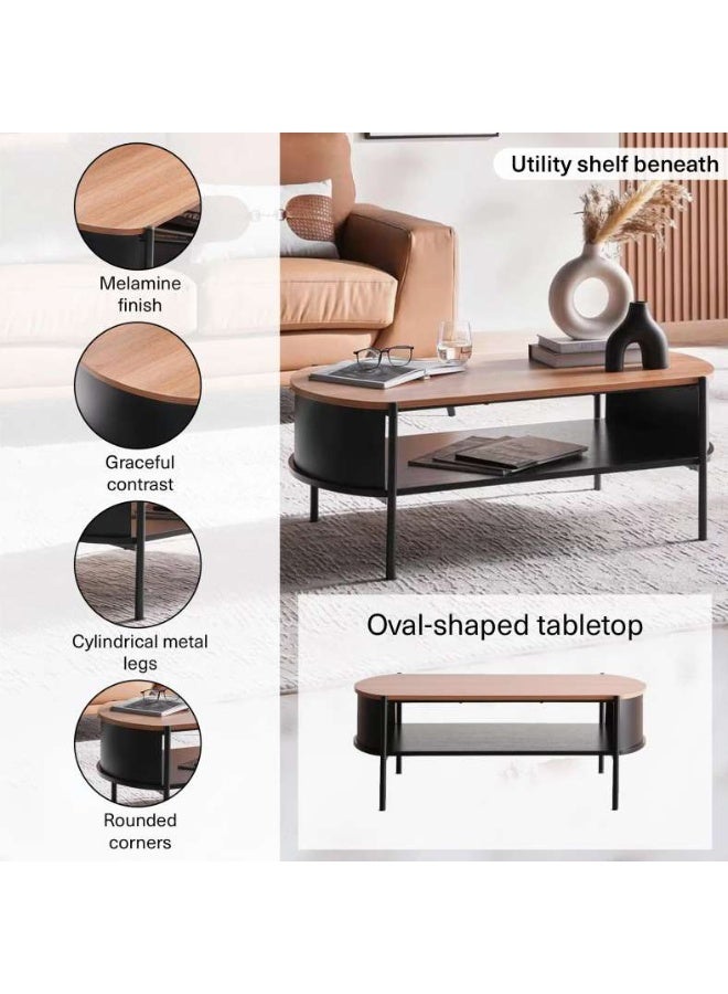 Pan Home CORTEZ COFFEE TABLE MELAMINE - NATURAL BLACK - Image 4