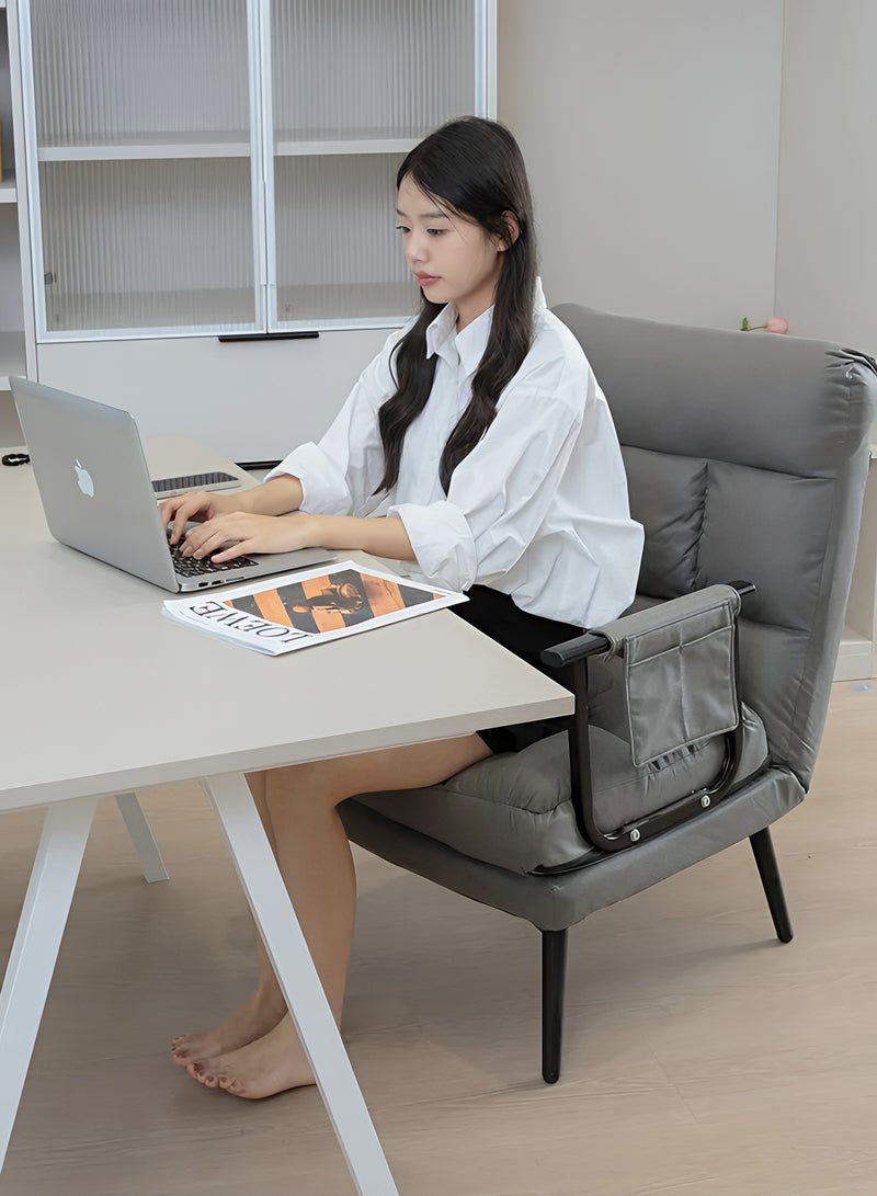 تايمي كرسي استرخاء قابل للطي، كرسي وسرير 2 في 1 مع مسند ظهر مريح قابل للتعديل، سرير قابل للطي لغرفة المعيشة والمكتب والنوم - رمادي داكن - Image 3