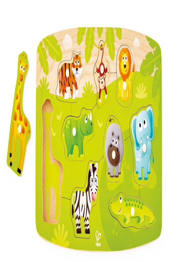 Hape Animal Jungle Peg Puzzle | Wooden Jungle Animal Puzzle for Kids | Colorful Early Educational Toy for Toddlers | Durable Wooden Puzzle for Ages 24 Months and Up - Image 1