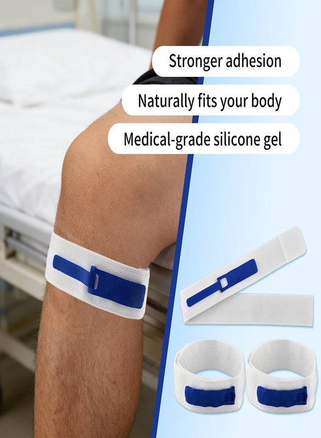 Giyochie 3 pcs Foley Catheter Leg Strap 23 x 2 incn, Adjustable Urinary Catheter Holder for Leg with Silicone Non-Slip Grip, Dual Hook-Loop Fastener for Secure Hold(Color:Blue White - Image 4
