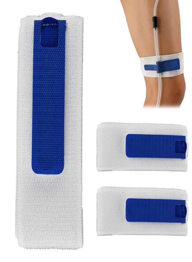 Giyochie 3 pcs Foley Catheter Leg Strap 23 x 2 incn, Adjustable Urinary Catheter Holder for Leg with Silicone Non-Slip Grip, Dual Hook-Loop Fastener for Secure Hold(Color:Blue White - Image 2