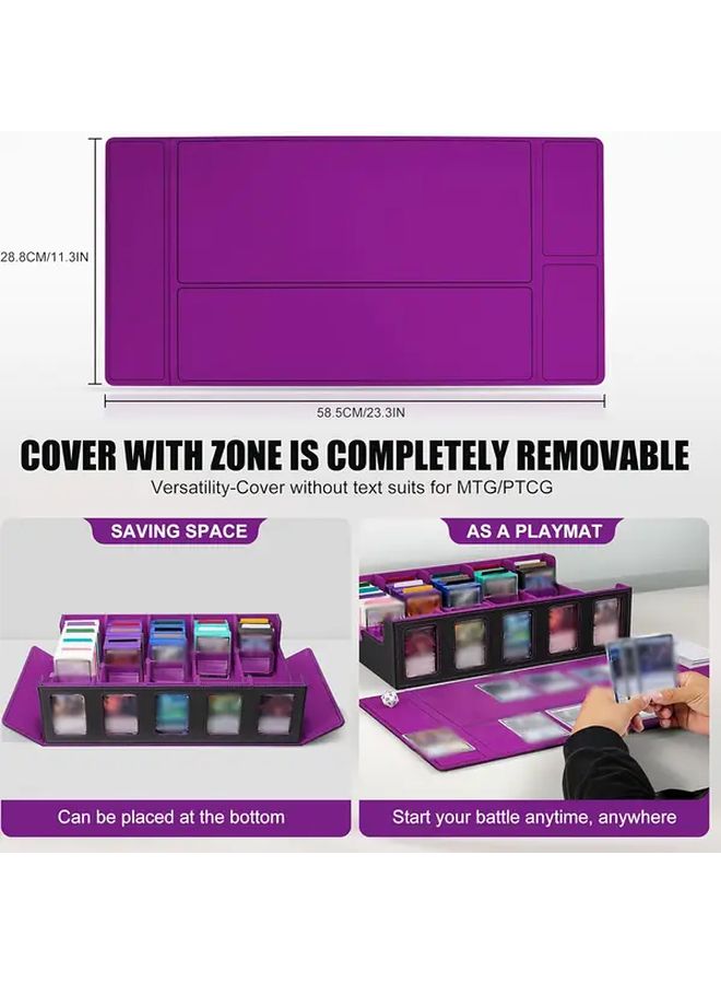 Trading Card Storage Box With Display Window Dice Tray 5 Row Deck Case Removable Lid For 3900 Plus Cards MTG TCG Sports Games Playing Card Holder Large Sturdy PU Black Gray - Image 3