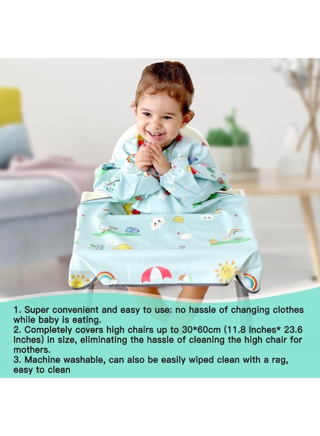 PewinGo Weaning Bib & BLW Attaches and Fully Cover to Baby Highchair, Long Sleeves Bib with Waterproof, Comfortable,Machine Washable, Suitable for Baby Infant -Grey - Image 4