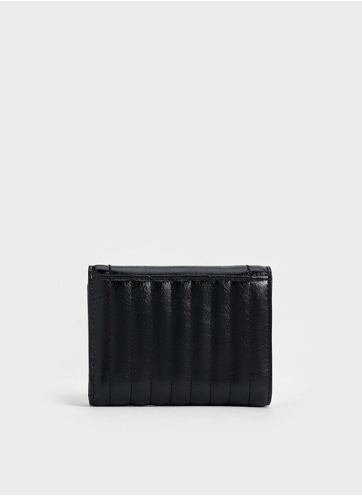 Charles & Keith Donna Crinkle-Effect Wallet - Black  - Image 3