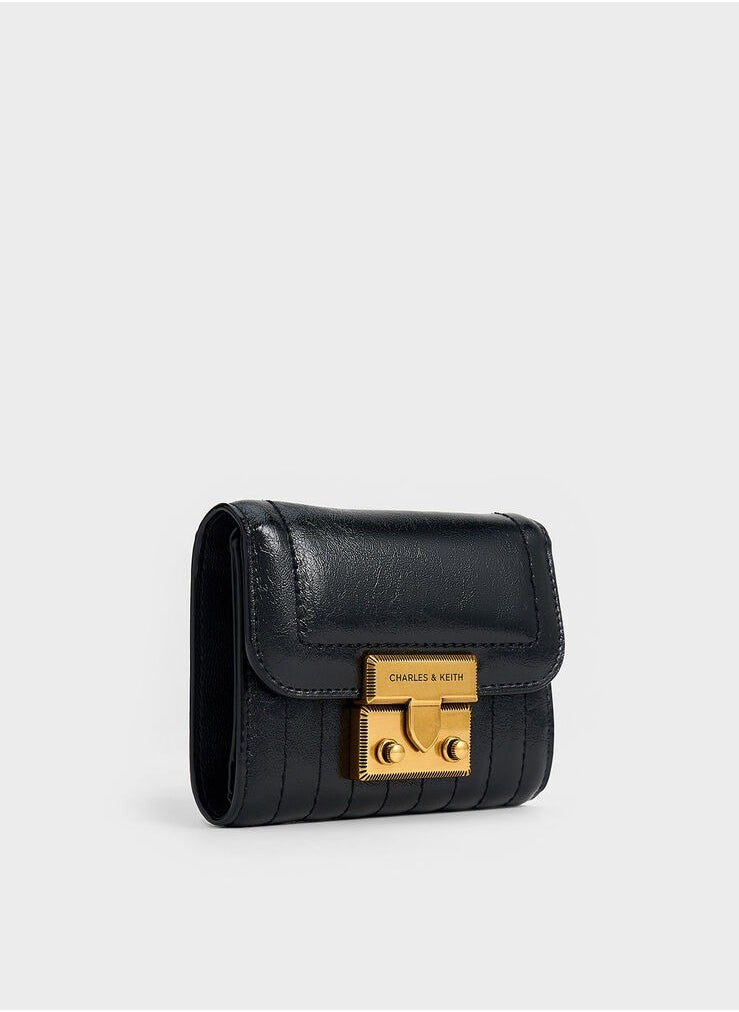 Charles & Keith Donna Crinkle-Effect Wallet - Black  - Image 2