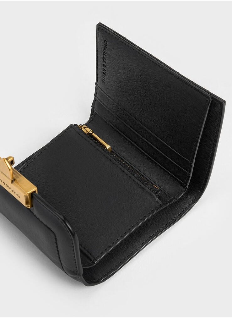 Charles & Keith Donna Crinkle-Effect Wallet - Black  - Image 5