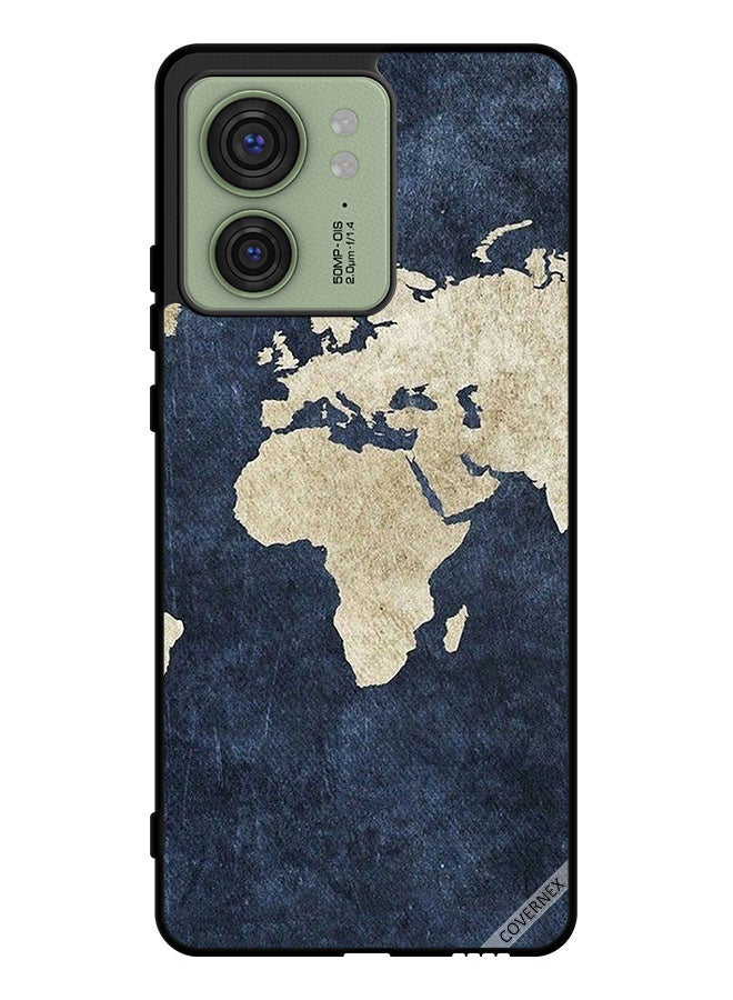 Covernex Protective Case Cover For Motorola Edge 40 Map On Jeans Pattern - Image 1