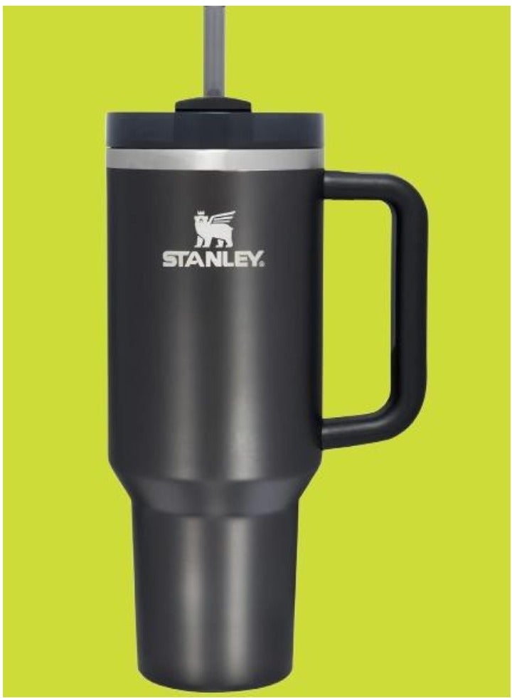 Stanley Quencher H2.0 FlowState Vacuum Insulated Tumbler – 40 oz Black Stainless Steel Travel Mug with Lid & Straw – Double-Walled Leakproof Design – Keeps Drinks Hot/Cold for Hours – Durable & Portable - Image 1