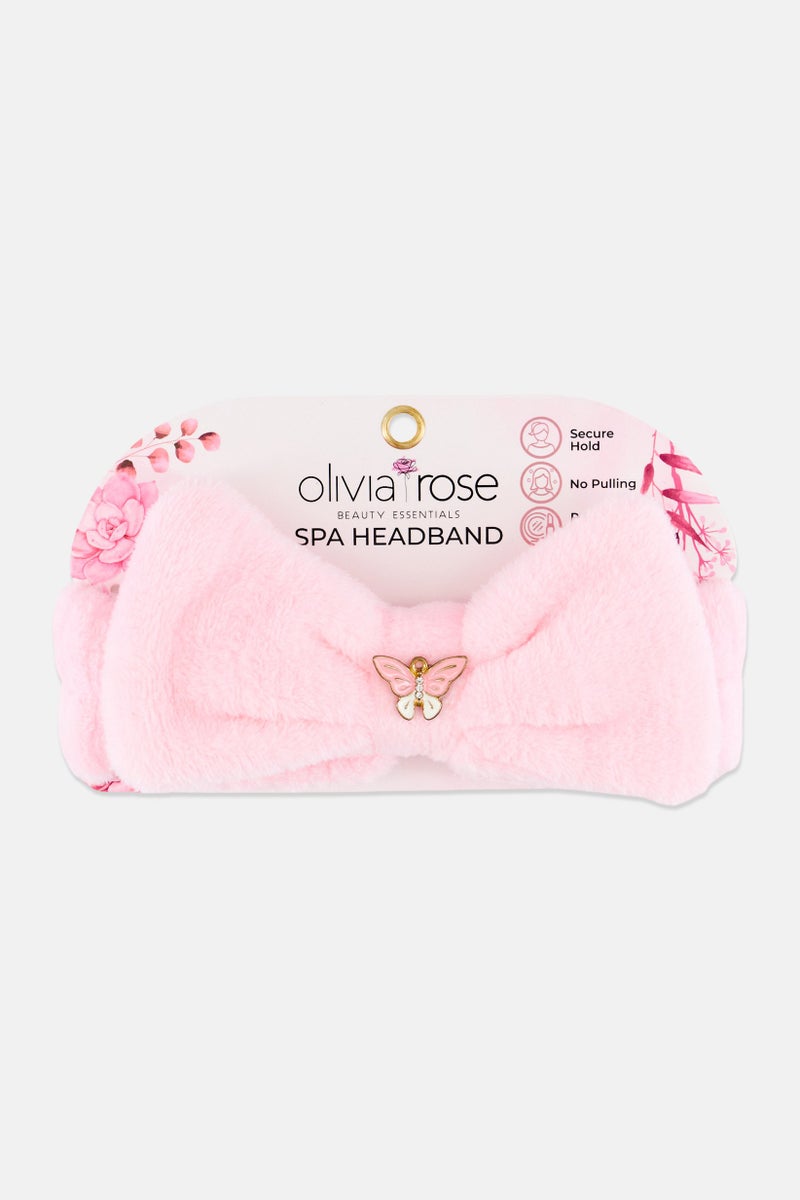 Olivia Rose Plush Spa Headband, Pink - Image 1