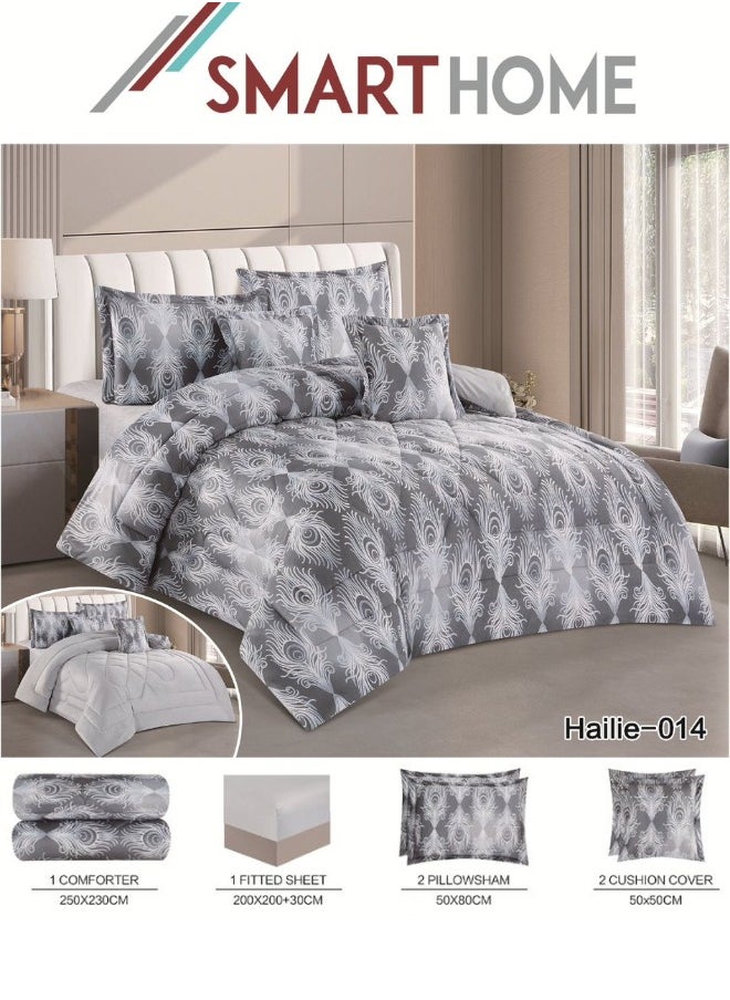 SMART HOME Winter Double Duvet Set 6 Pieces Double Sided System, Velvet Bedspread with Microfiber Filling, Silky Feel Duvet on Both Sides, Queen Size Bedspread 230x250cm, Bedspread Fits 200X200cm Bed  - Image 1
