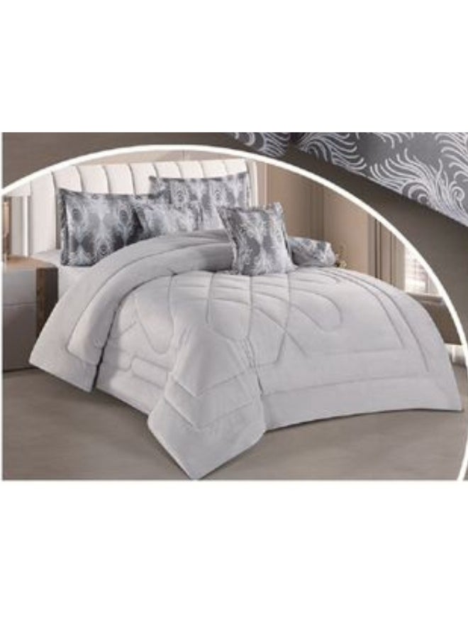 SMART HOME Winter Double Duvet Set 6 Pieces Double Sided System, Velvet Bedspread with Microfiber Filling, Silky Feel Duvet on Both Sides, Queen Size Bedspread 230x250cm, Bedspread Fits 200X200cm Bed  - Image 2