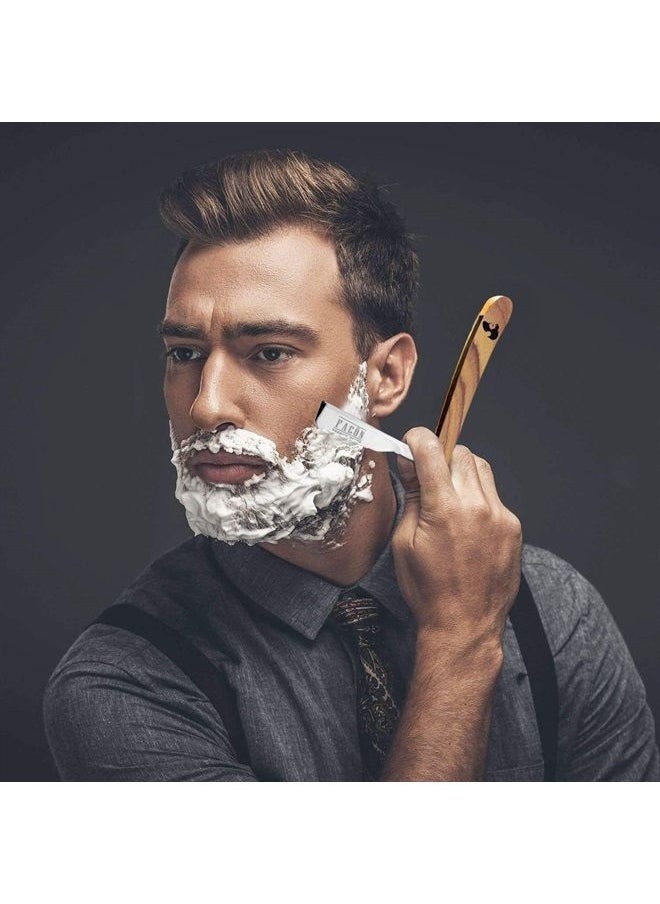 FACON - 100 BLADES + Facón Professional Wooden Straight Edge Barber Razor - Salon Quality Cut Throat Shavette - Image 1