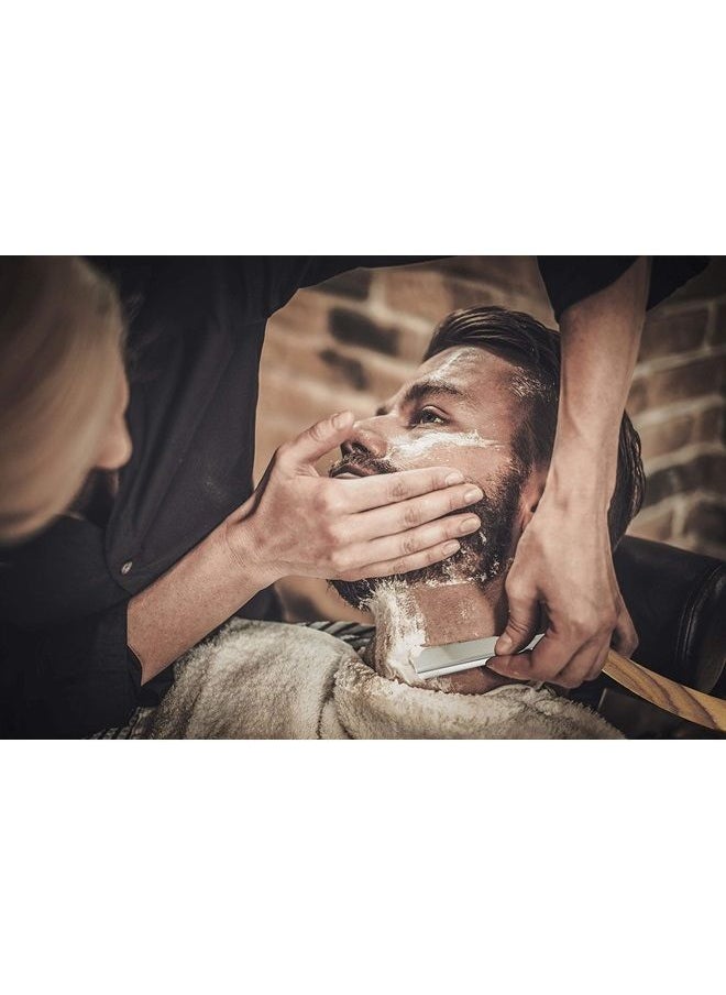 FACON - 100 BLADES + Facón Professional Wooden Straight Edge Barber Razor - Salon Quality Cut Throat Shavette - Image 1