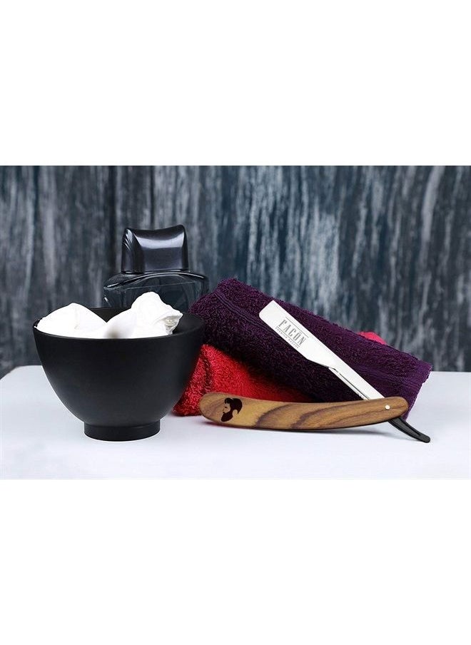 FACON - 100 BLADES + Facón Professional Wooden Straight Edge Barber Razor - Salon Quality Cut Throat Shavette - Image 1