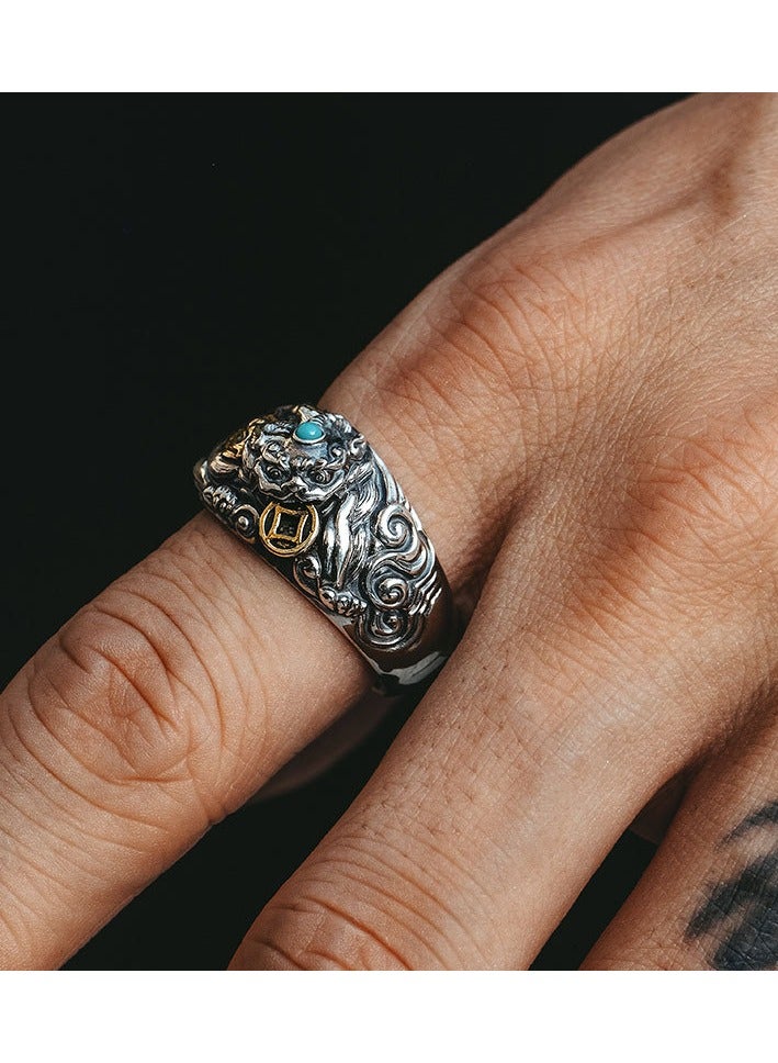 Trendy Retro Distressed Adjustable Ring - Image 2