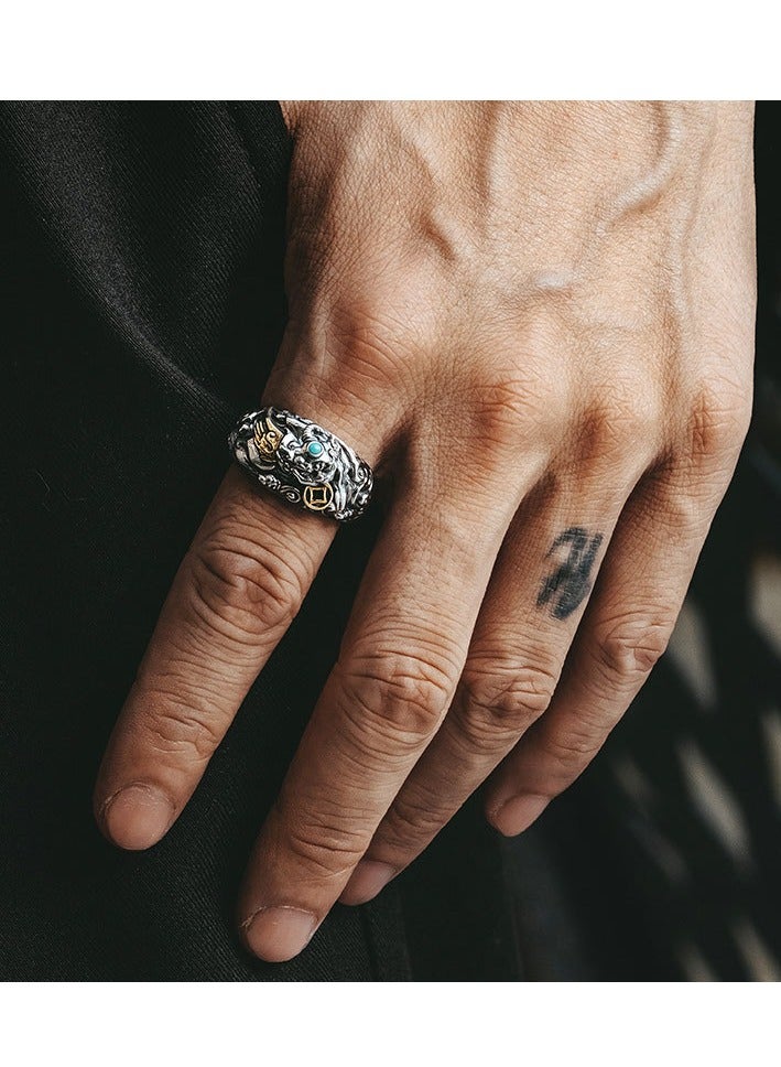 Trendy Retro Distressed Adjustable Ring - Image 3