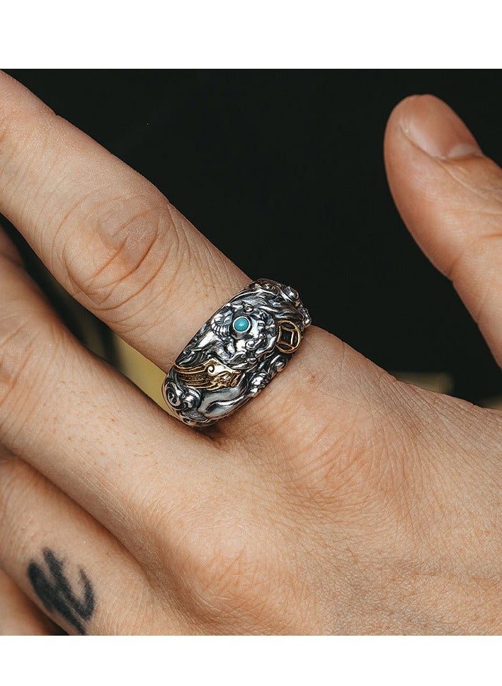 Trendy Retro Distressed Adjustable Ring - Image 4