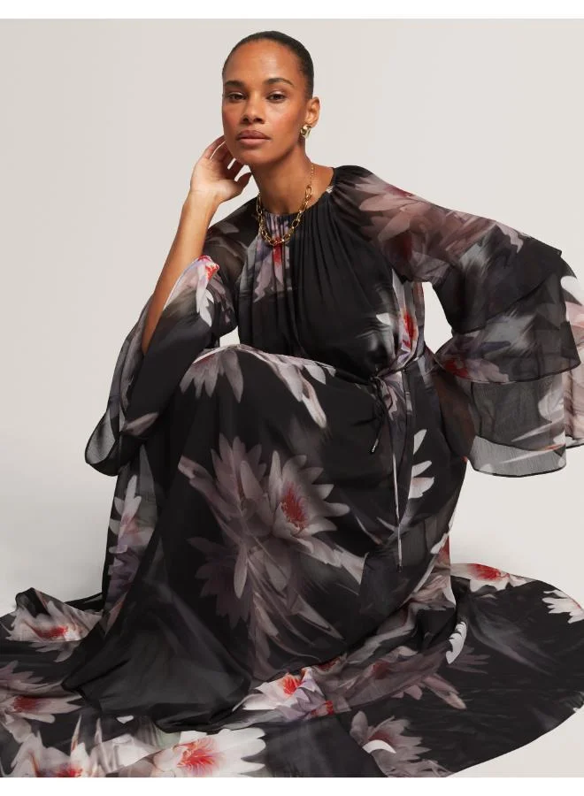 Ted Baker  Printed one Shoulder Flared Sleeve Maxi Dress for Women | Best Price UAE
