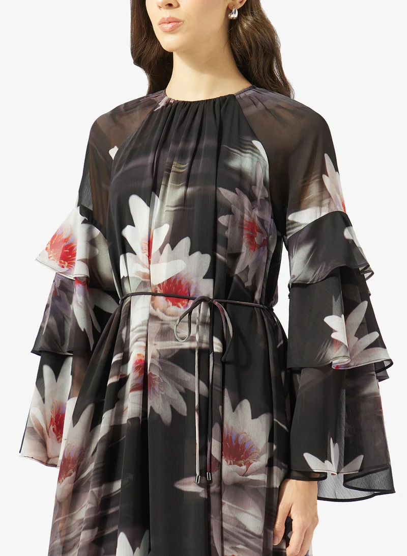 Ted Baker  Printed one Shoulder Flared Sleeve Maxi Dress for Women | Best Price UAE