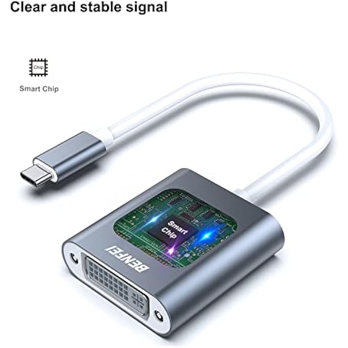 Benfei USB C TO DVI ADAPTER, TYPE-C TO DVI ADAPTER [THUNDERBOLT 3 COMPATIBLE] FOR MACBOOK PRO 2018/2017, MACBOOK AIR/IPAD PRO 2018, SAMSUNG GALAXY S10/S9, SURFACE BOOK 2 AND MORE - GREY - Image 3