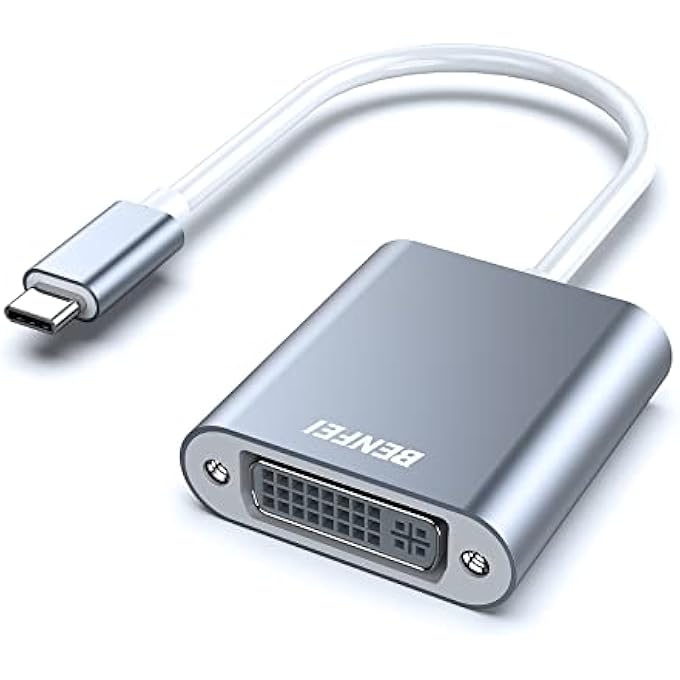 Benfei USB C TO DVI ADAPTER, TYPE-C TO DVI ADAPTER [THUNDERBOLT 3 COMPATIBLE] FOR MACBOOK PRO 2018/2017, MACBOOK AIR/IPAD PRO 2018, SAMSUNG GALAXY S10/S9, SURFACE BOOK 2 AND MORE - GREY - Image 1