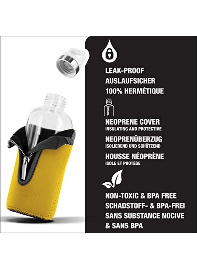 سيج زجاجة مياه زجاجية ستيلا صفراء مع كيس من النيوبرين، مقاومة للتسرب، آمنة للاستخدام في غسالة الأطباق، خالية من مادة BPA، زجاج معاد تدويره 17 أونصة - Image 3