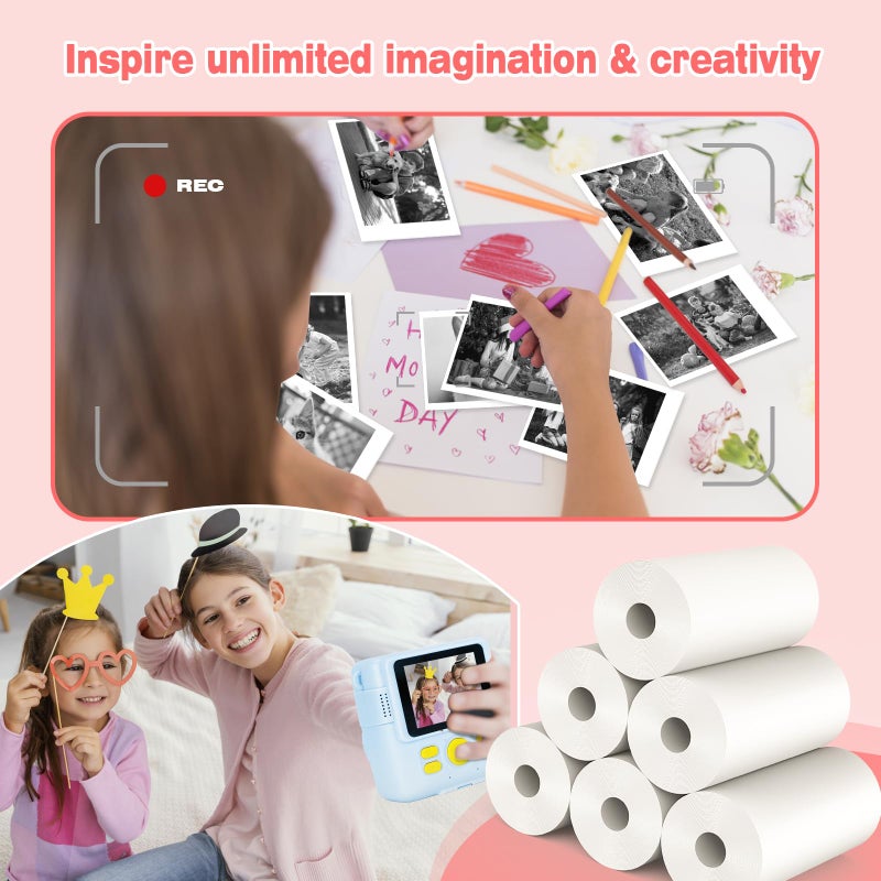 Phetium 6 Rolls Kids Camera Instant Print Refill Paper Set, Phetium HD Printing Thermal Paper for Most Kids Instant Camera Photo Print (White-6 Rolls) - Image 4