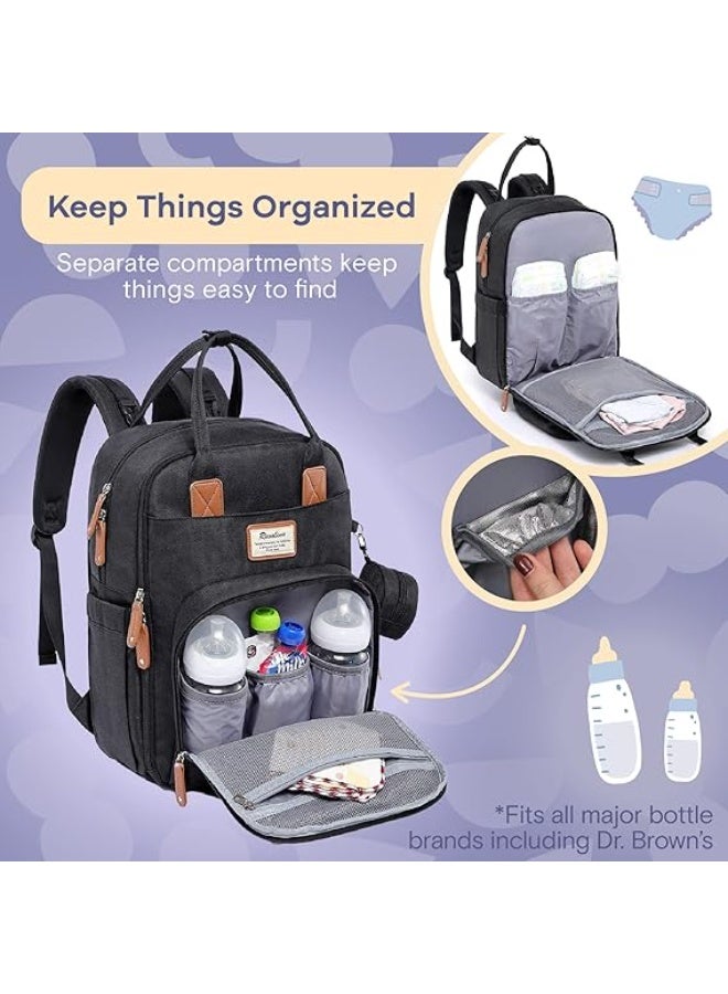 روفالينو حقيبة ظهر لتغيير حفاضات الأطفال من روفالينو، حقيبة ظهر محايدة متعددة الاستخدامات، حقيبة ظهر كبيرة للسفر مع وسادة تغيير محمولة، وأحزمة لعربة الأطفال، وحافظة لهاية، وجيوب معزولة - Image 4