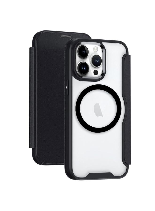 Zaboon Case For iPhone 12 Pro RFID Blocking Adsorption Flip MagSafe Leather Phone Case - Image 1