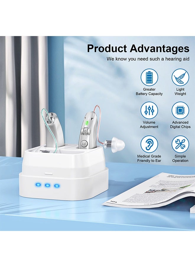 Urit Rechargeable Hearing Aids, Invisible Behind The Ear Hearing Amplifiers, Magnetic Assistive Listening Devices for Adults and Seniors with Noise Cancelling (Silver)  - Image 3