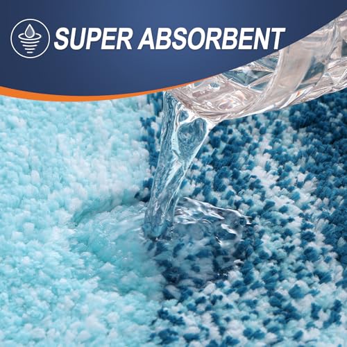 OLANLY Bathroom Rug Set 2 Piece, Soft Absorbent Microfiber Bath Mats and U-Shaped Contour Toilet Rug, Non-Slip, Machine Wash Dry, Plush Shaggy Bath Mats for Bathroom (24"x16"+24"x20", Peacock Blue) - Image 5
