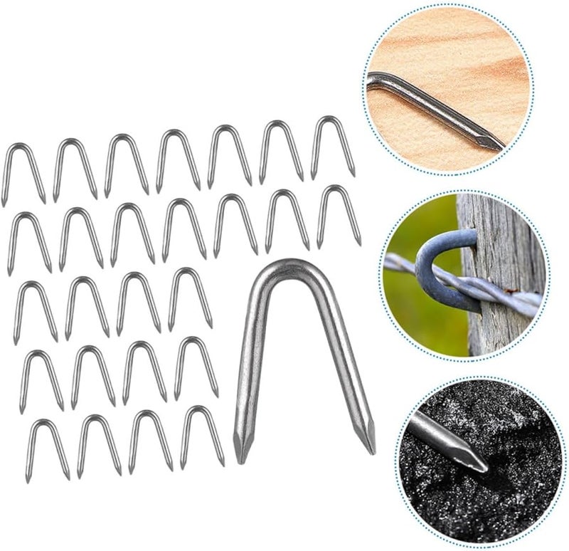 حديقة U مسامير الأوتاد 50 قطعة مشابك سياج الأسلاك الحديدية لسهولة التركيب وإصلاح الشبكة - Image 4