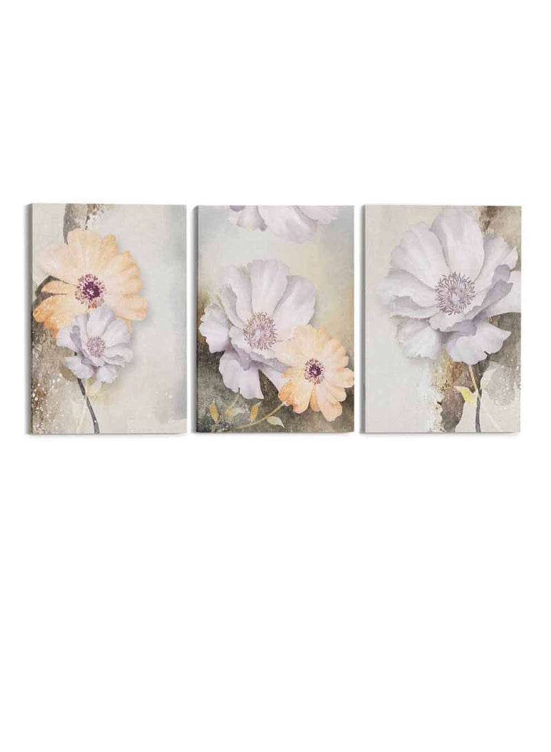 LOWHA Set Of 3 Framed Canvas Wall Arts Stretched Over Wooden Frame, Abstract Flowers Paintings, For Home, Living Room, Office Decor - Image 5