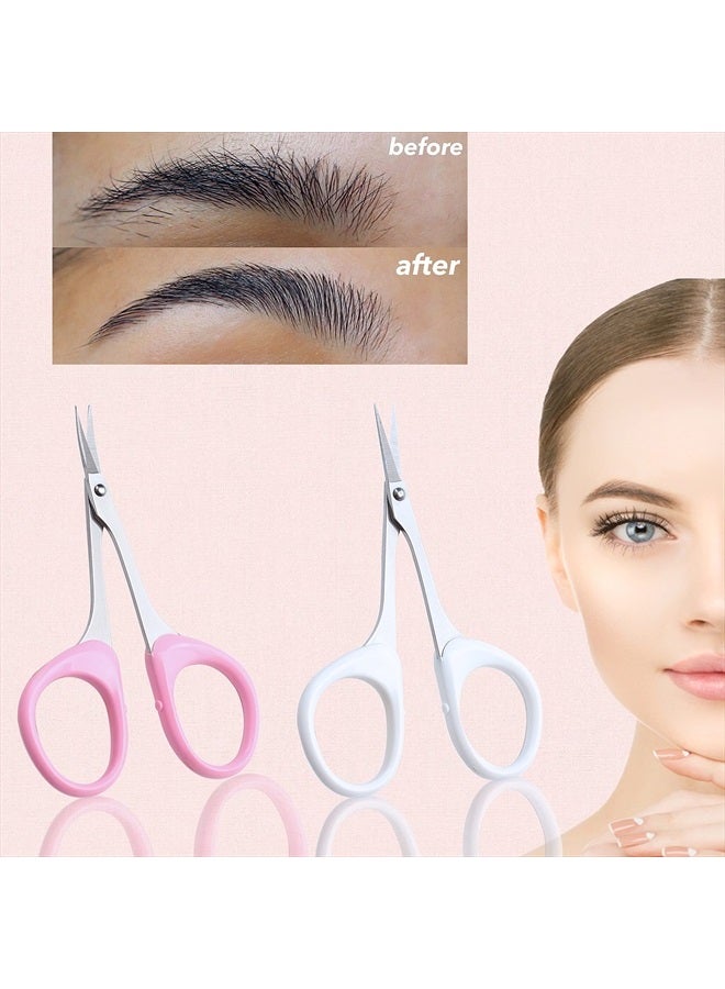 PAFASON Stainless Steel Curved and Straight Eyebrow Grooming Scissor Set with Safety Cover for Trimming Shaping Eyelash Extensions Eyebrow - Image 3