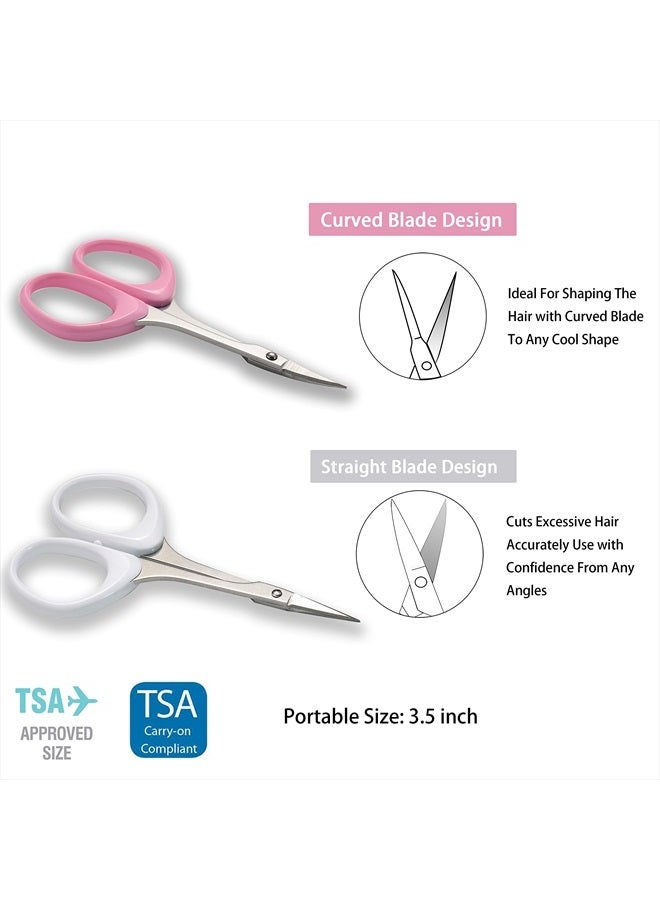 PAFASON Stainless Steel Curved and Straight Eyebrow Grooming Scissor Set with Safety Cover for Trimming Shaping Eyelash Extensions Eyebrow - Image 2