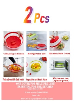 [2 Pack]Microwave Splatter Cover Vented Collapsible Microwave Food Cover With Easy Grip Handle, Dishwasher-Safe, BPA-Free Silicone & Plastic, 10.5" Round