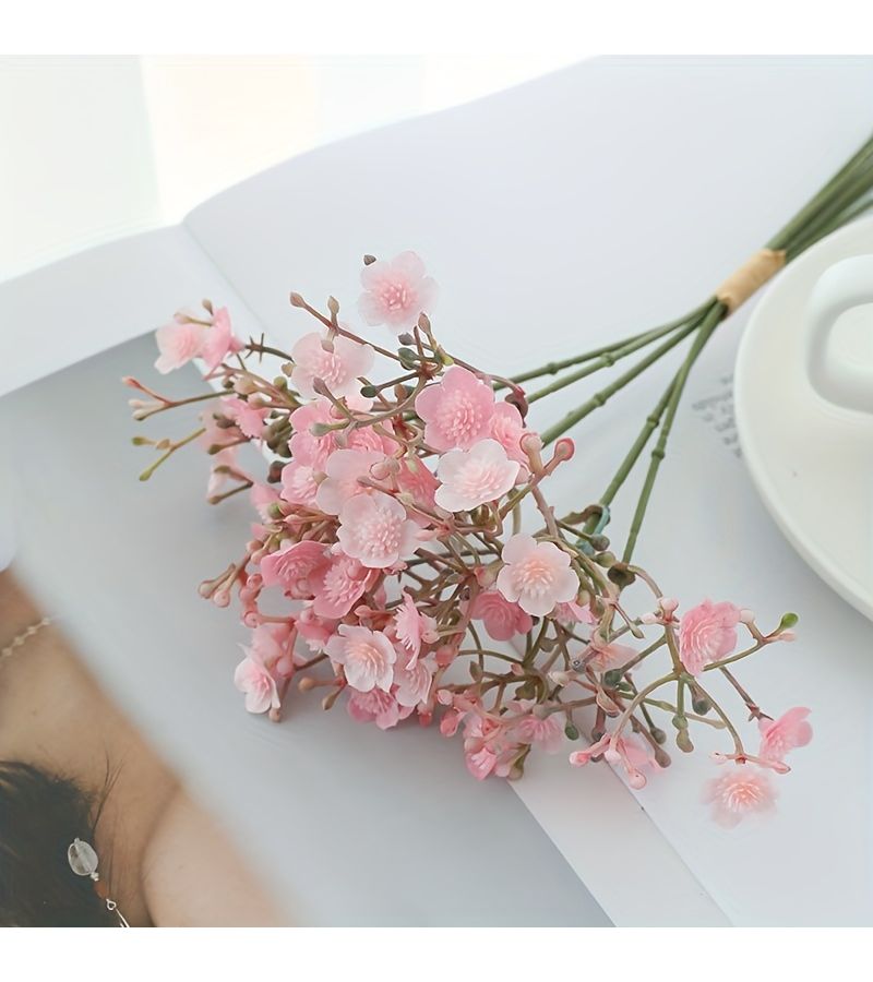 White 6pcs Artificial Baby Breath Flowers Plastic Bouquet Home Decor - Image 5